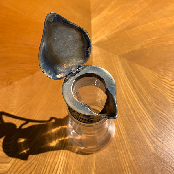 Jugendstil Glas Karaffe mit versilberter Montierung