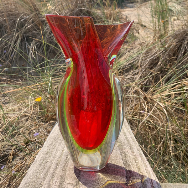 Dreifarbige Flügel Vase von Luigi Nason aus Murano