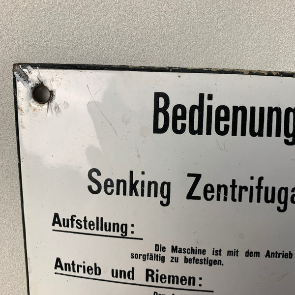 Emaille Schild Senking