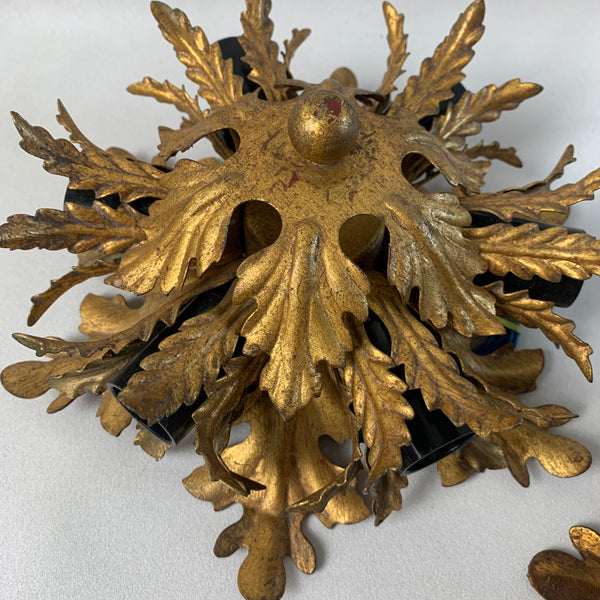 Ein Paar vergoldete Vintage Deckenlampe mit 6 Leuchten von Banci Firenze