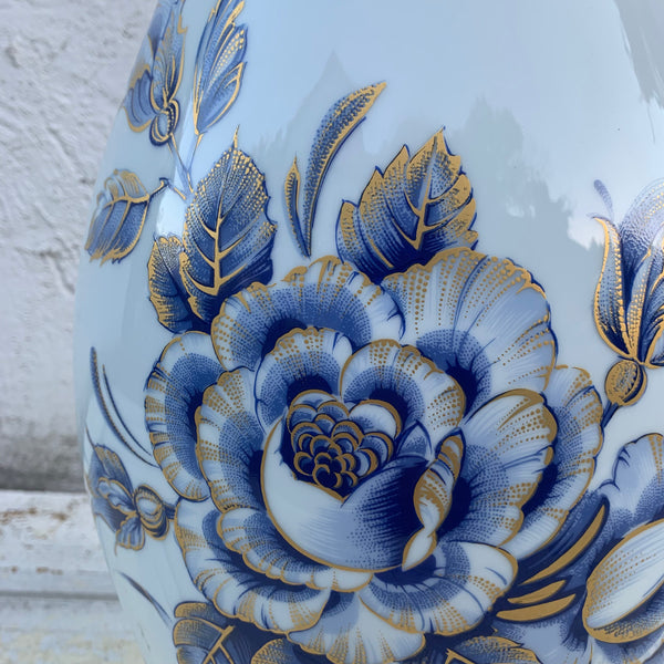 Große Porzellan Bodenvase blau gold