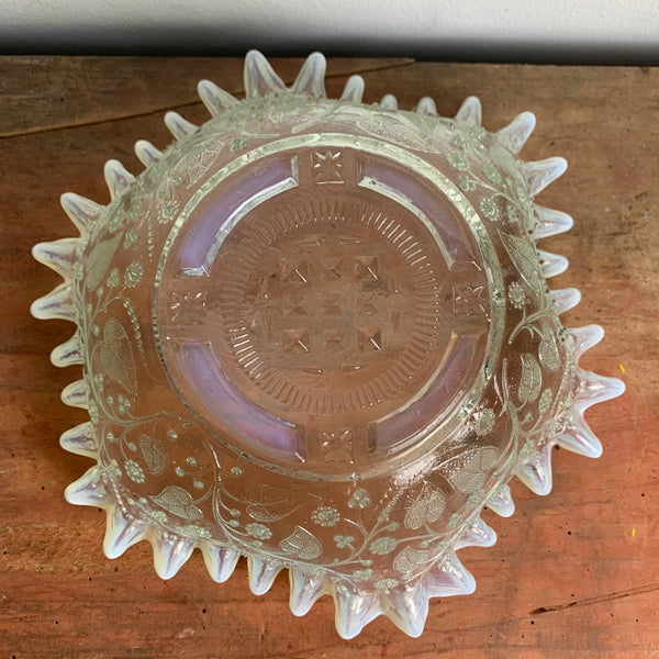 Jugendstil Schale/Teller Opalin Glas Fenne Glashütte