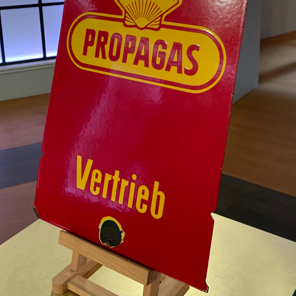 Shell Emaille Schild Propagasflasche