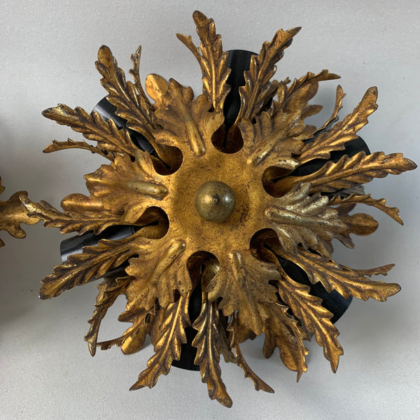Ein Paar vergoldete Vintage Deckenlampe mit 6 Leuchten von Banci Firenze