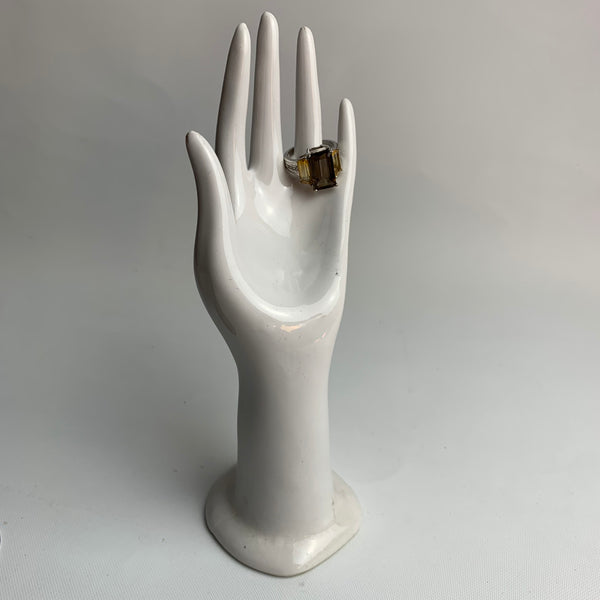 Sterling Silber Ring mit Rauchquarz, Citrin und Diamanten