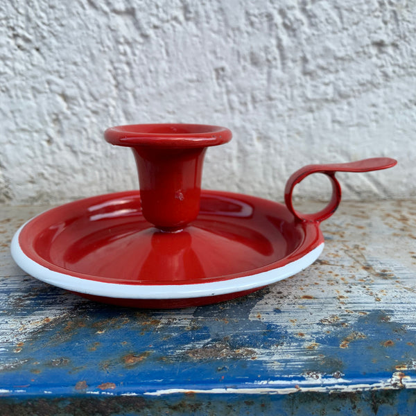 Emaille Kerzenhalter in rot