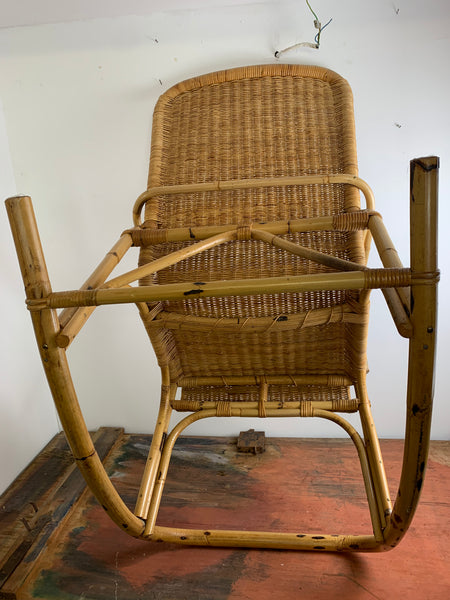 Vintage Schaukelstuhl aus Rattan und Bambus