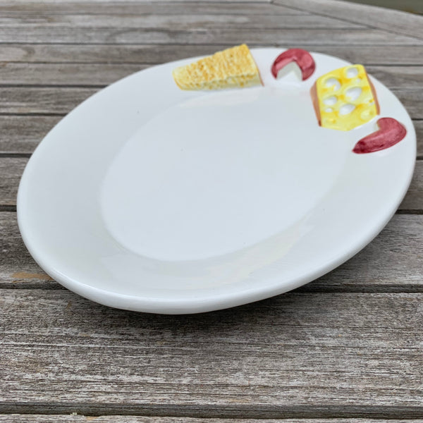 Bassano italienische Keramik ovale mediterrane Käseplatte