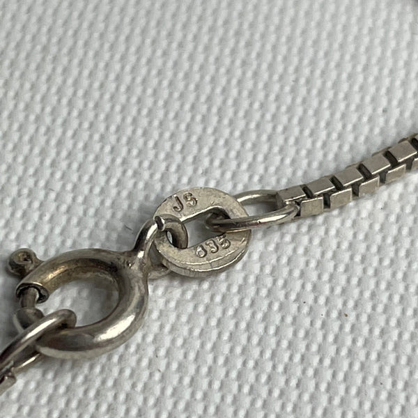 Vintage Silberkette mit Silber Perlmutt Anhänger 925er Silber