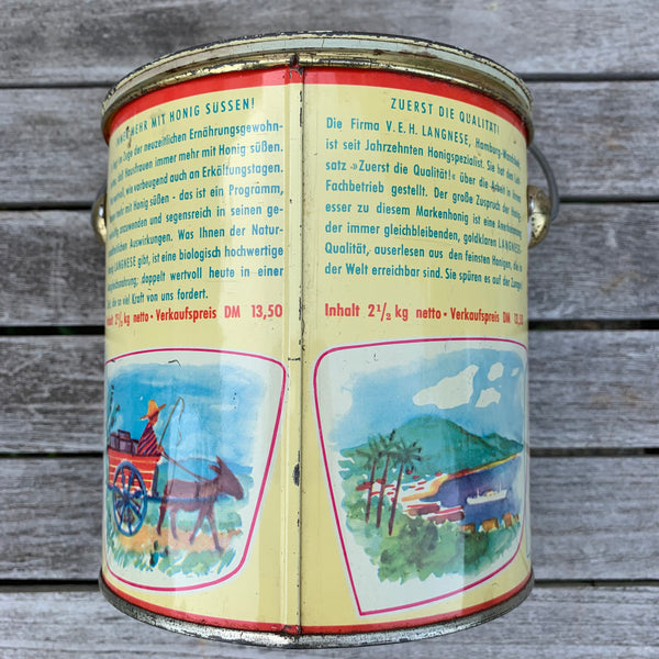 Vintage Langnese Bienenhonig Blechdose Eimer