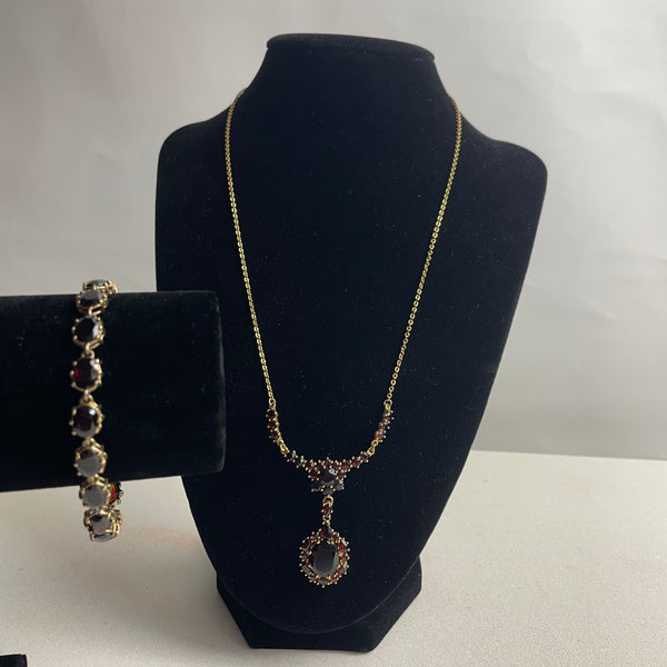 Granat Collier mit Armband Gold
