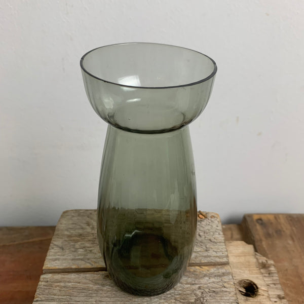 Vintage Hyazinthen Vase aus Rauchglas