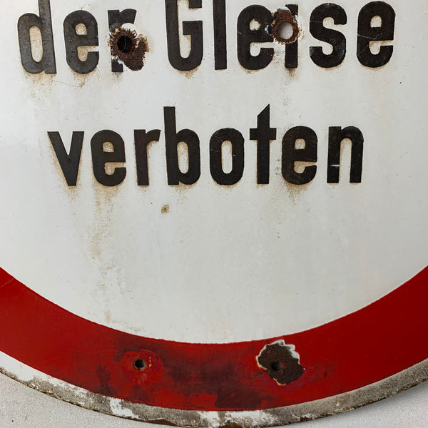 Emaille Schild Überschreiten der Gleise nicht gestattet
