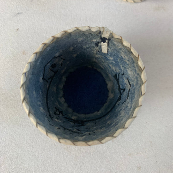 Mid Century 6er Set Schnapsglas mit Leder Hülle