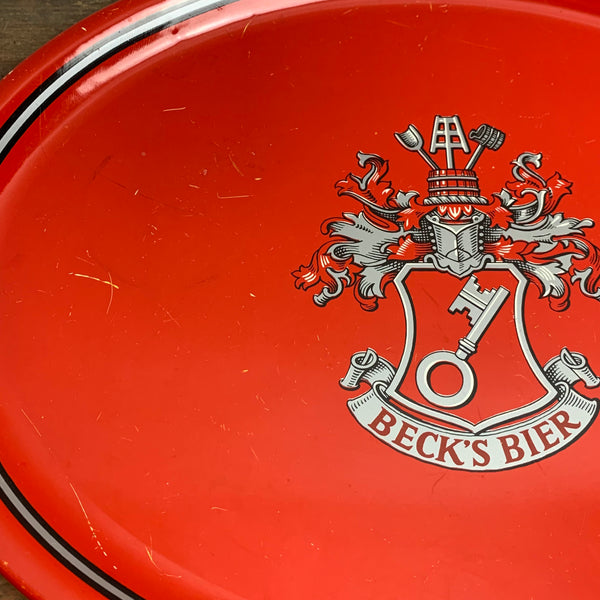 Vintage Tablett aus Blech von Becks Bier