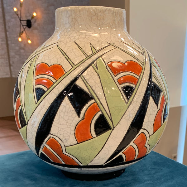 Vase aus Keramik von Boch Frères des Designers Charles Catteau Art Deco