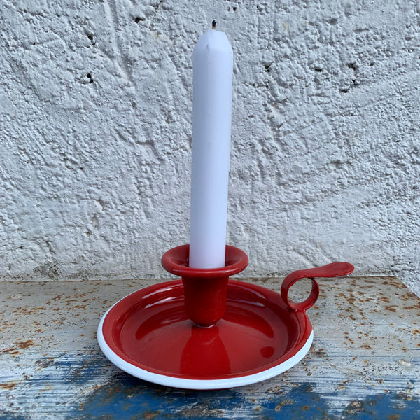 Emaille Kerzenhalter in rot