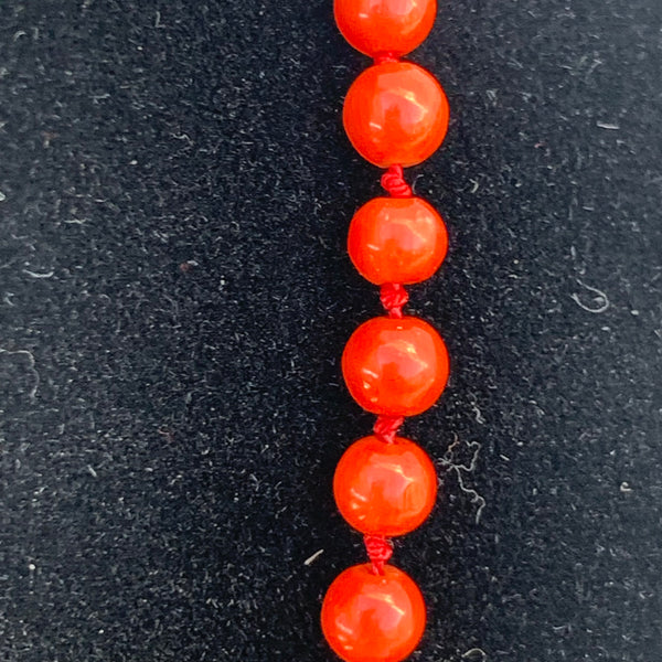 Vintage orangene Korallen Perlenkette