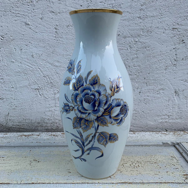 Große Porzellan Bodenvase blau gold