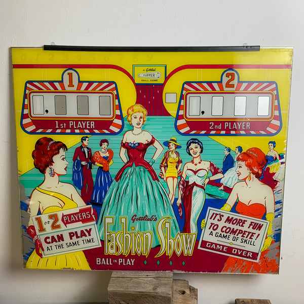 Vintage Pinball Backglass Flipperscheibe Gottliebs Fashion Show