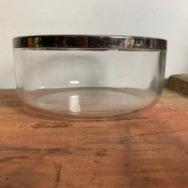 Vintage Glas Schale mit Silberrand