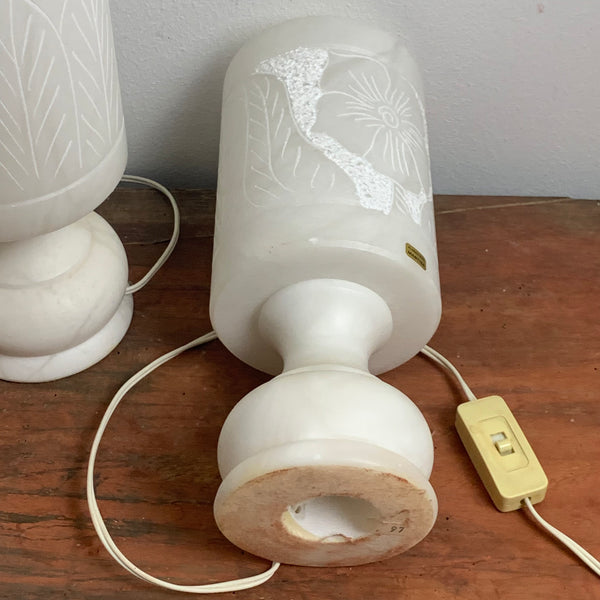 Ein paar vintage Nachttischlampen aus Alabaster