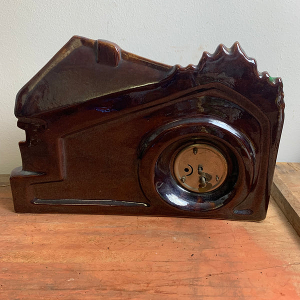 Vintage Keramik Uhr Wassermühle von Scheurich und Greulich