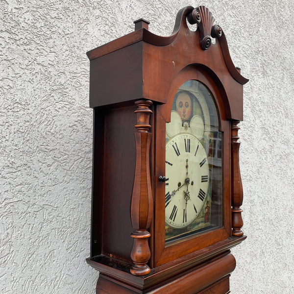 Viktorianische Standuhr mit Mond und Schiff um 1830