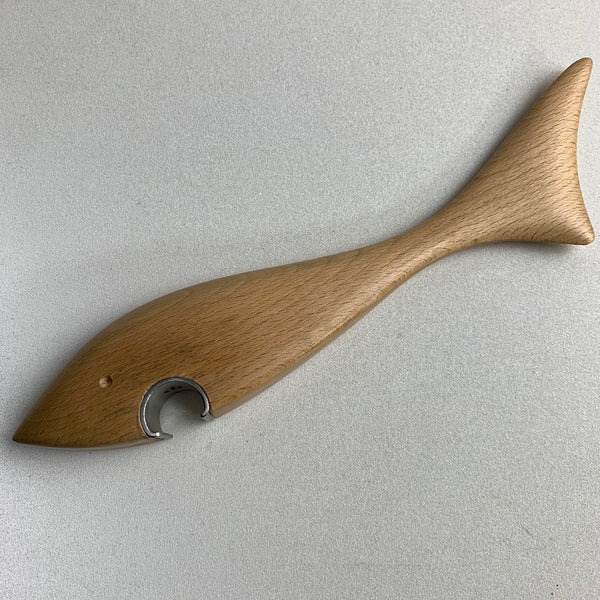 Vintage Flaschenöffner als Fisch aus Holz