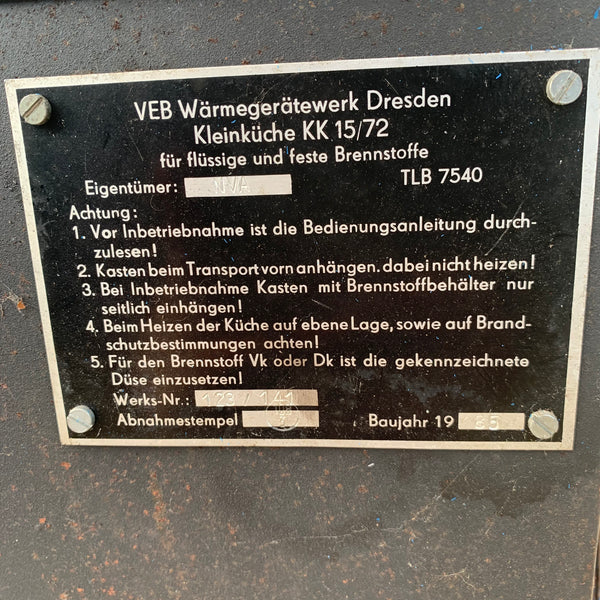 NVA Feldküche Kleinküche KK 15/72