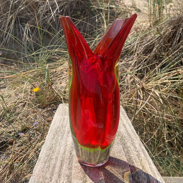 Dreifarbige Flügel Vase von Luigi Nason aus Murano