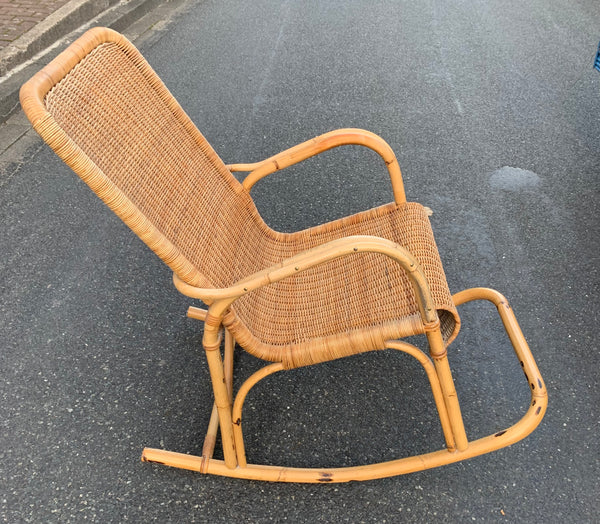 Vintage Schaukelstuhl aus Rattan und Bambus