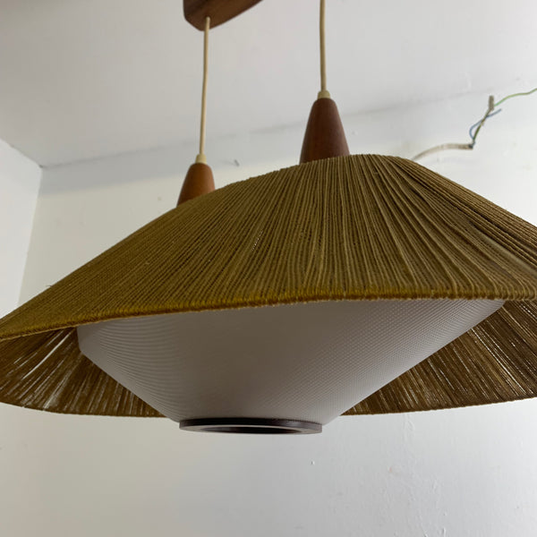 Vintage Sisal Deckenlampe von Temde