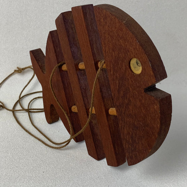 Teakholz Skulptur Design Fisch