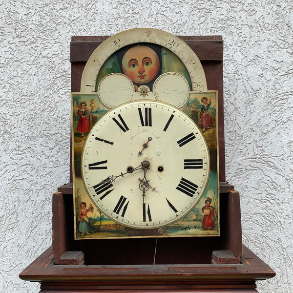 Viktorianische Standuhr mit Mond und Schiff um 1830