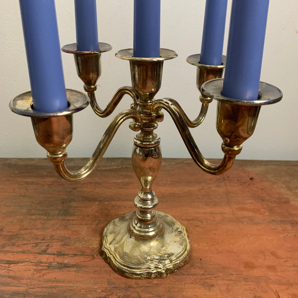 Vintage versilberter fünfarmiger Kerzenständer