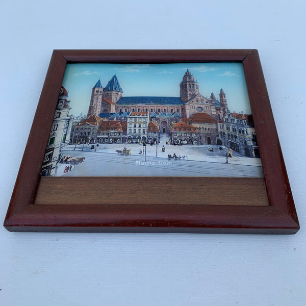 Altes Andenkenbild mit Perlmutt Einlagen Dom von Mainz