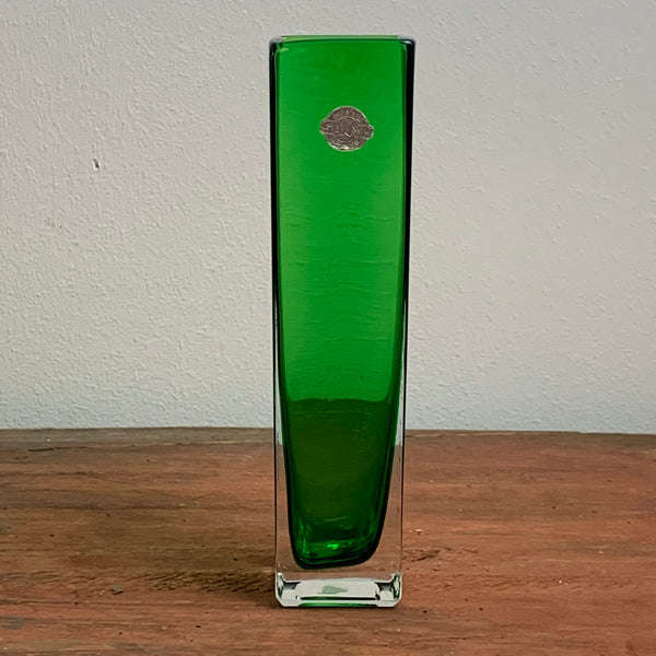 Vintage Glasvase von Sanyu in grün