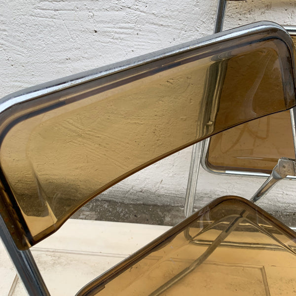 2 Acryl Klappstühle Lucite von Giancarlo Piretti im Plia Stil