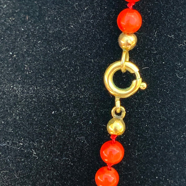 Vintage orangene Korallen Perlenkette