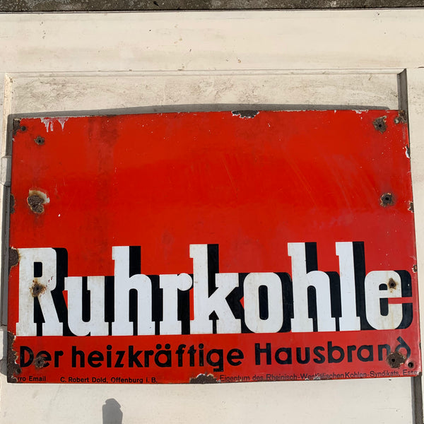 Emaille Schild Ruhrkohle der heizkräftige Hausbrand