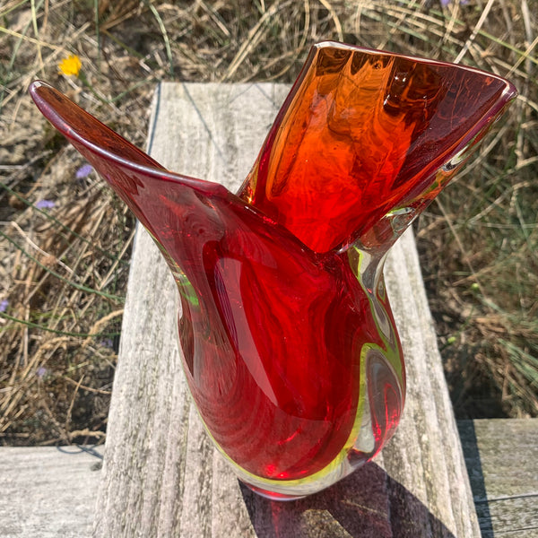 Dreifarbige Flügel Vase von Luigi Nason aus Murano