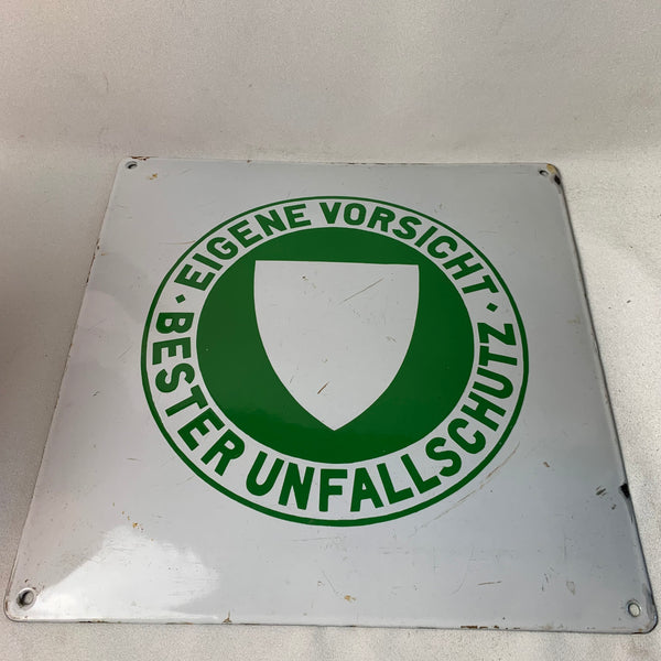 Emaille Schild Eigene Vorsicht Bester Unfallschutz