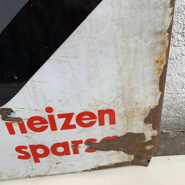 Emaille Schild Troll Briketts heizen sparen