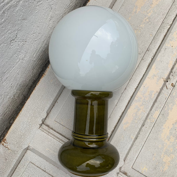 Große vintage Sockel Lampe grün Keramik