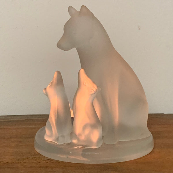 Frosted Glass Wolf Candle Holder