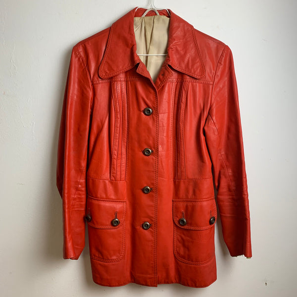 70er Jahre Damen Lederjacke rot