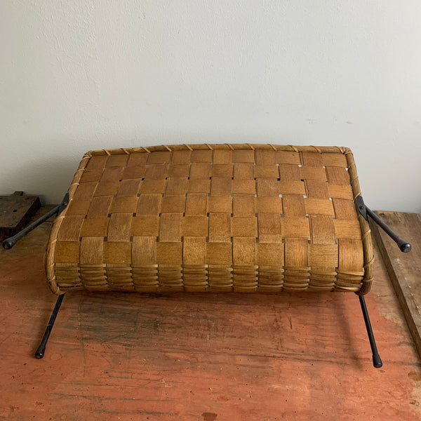 Vintage Zeitschriftenständer aus Rattan und Metall