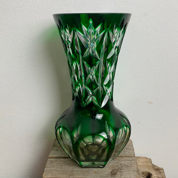 Vintage Bleikristall Vase von Nachtmann in Smaragdgrün