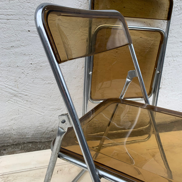 2 Acryl Klappstühle Lucite von Giancarlo Piretti im Plia Stil